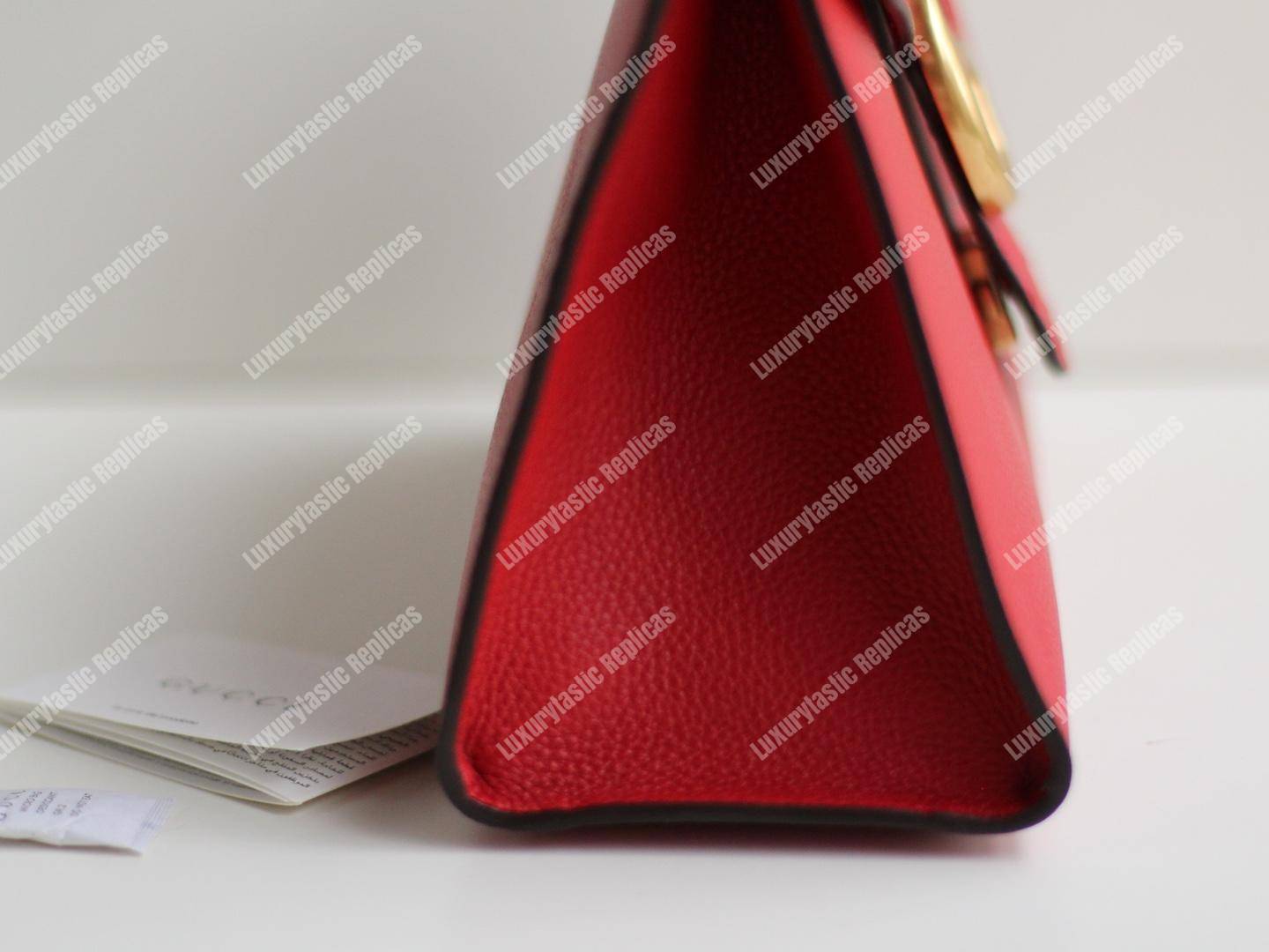 G*u*i gg marmont small top handle bag lightweight leather hibiscus red