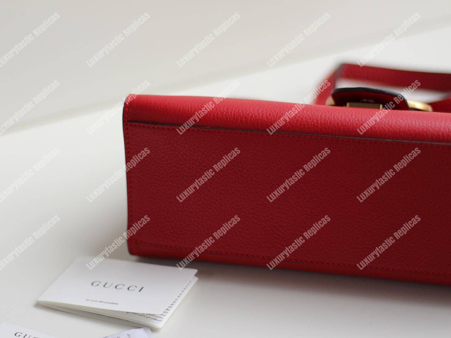 G*u*i gg marmont small top handle bag lightweight leather hibiscus red