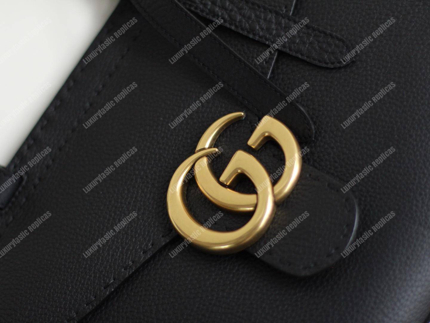 G*u*i gg marmont small top handle bag lightweight leather black