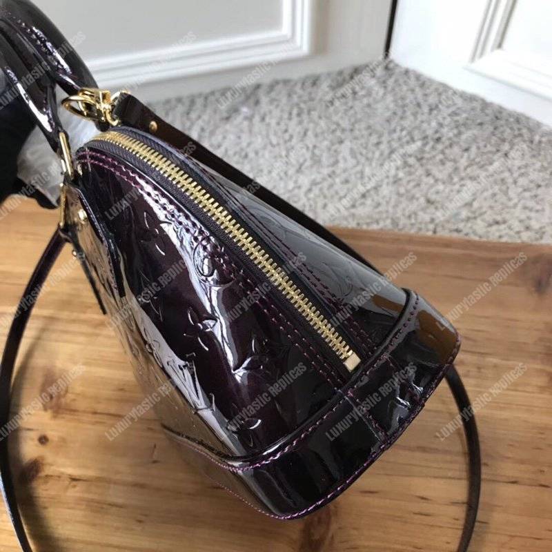 LV Alma BB Monogram Vernis Leather Amarante
