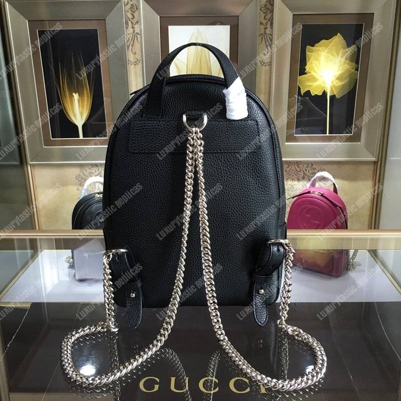 G*u*i soho leather chain backpack black
