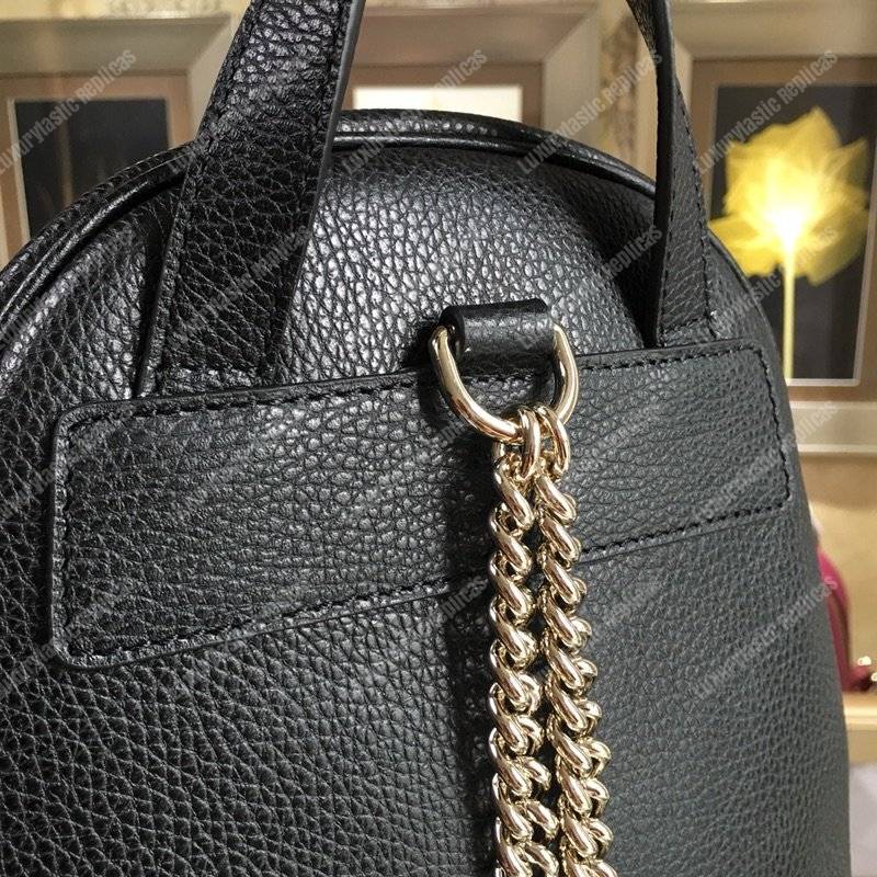 G*u*i soho leather chain backpack black
