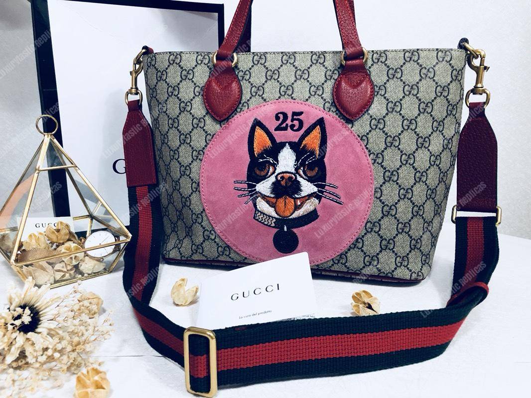 G*u*i pink bosco patch gg sup*e tote bag