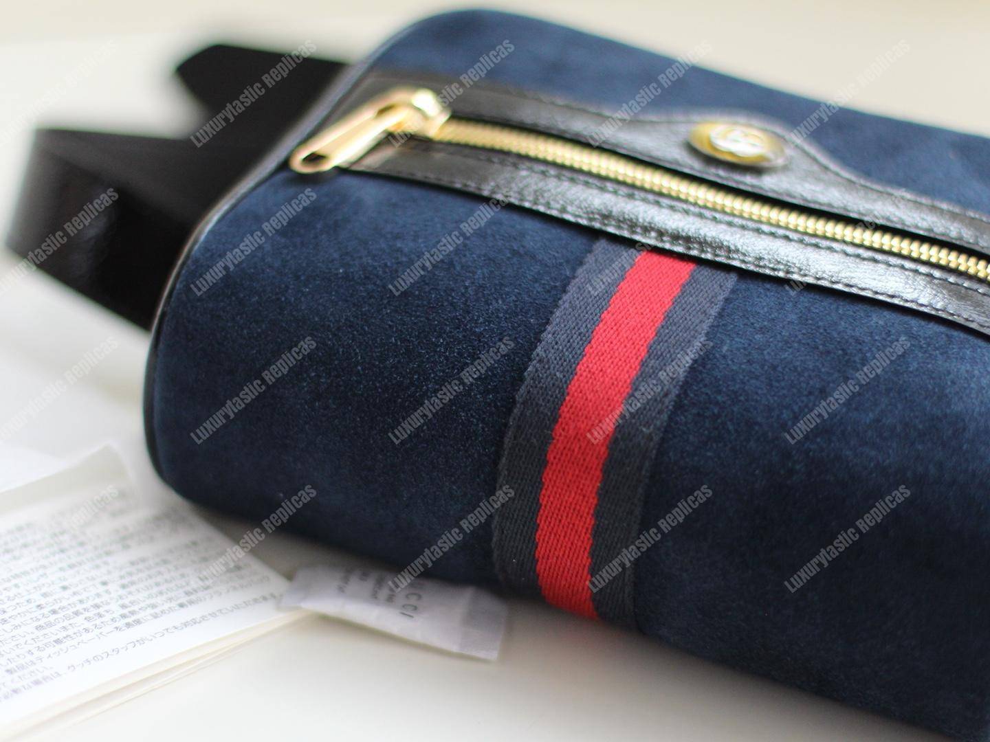 G*u*i ophidia suede small belt bag blue