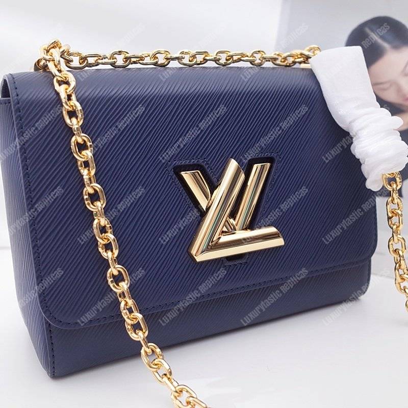 LV Twist MM Epi Leather Indigo Gold-Colored Lock