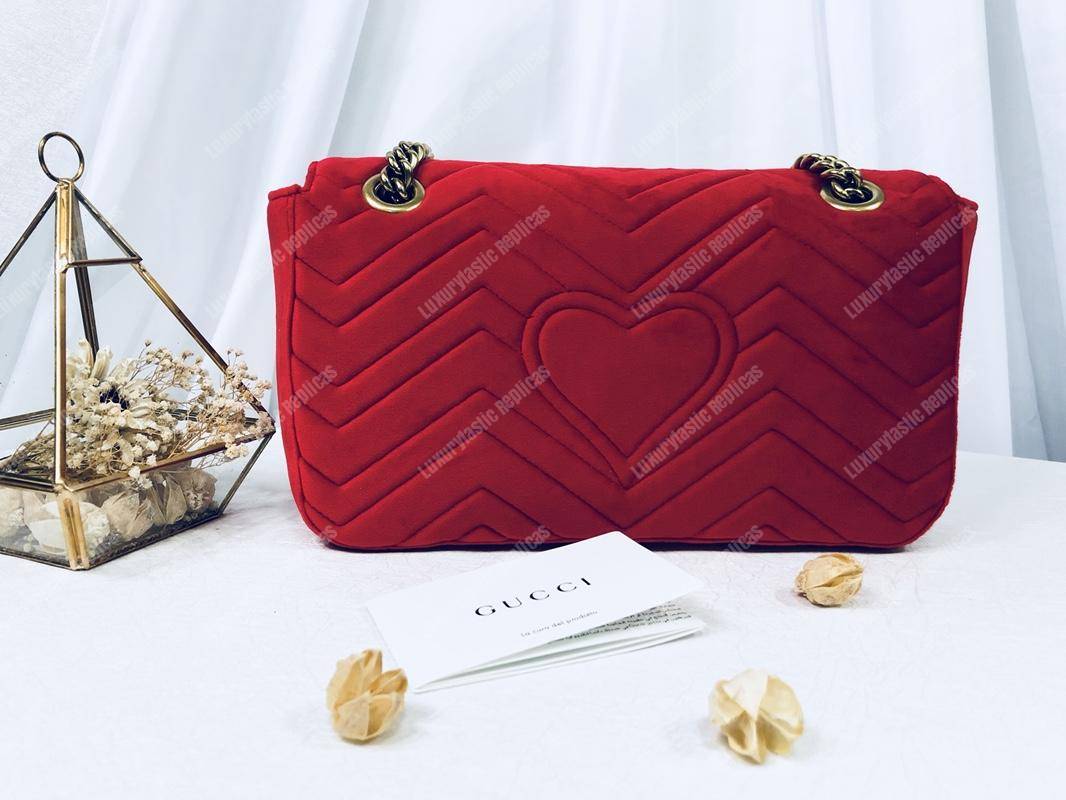 G*u*i gg marmont velvet shoulder bag red