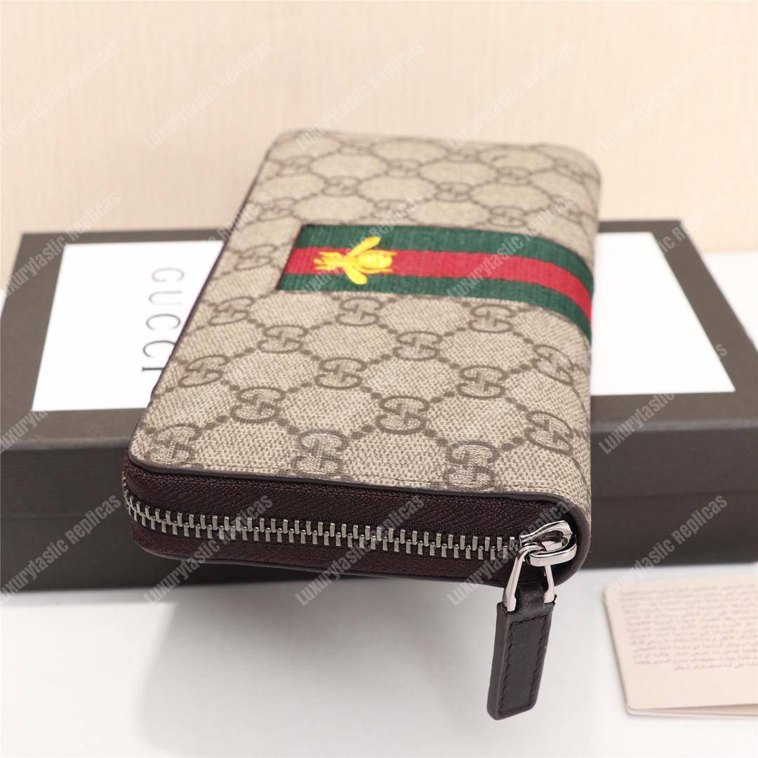 G*u*i web gg sup*e zip around wallet with bee embroidery