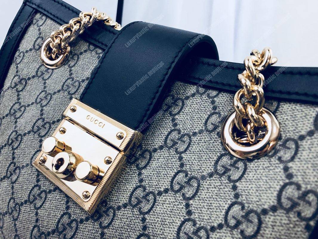 G*u*i padlock medium gg shoulder beige/ebony black