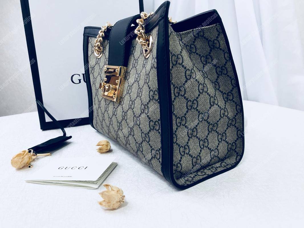 G*u*i padlock medium gg shoulder beige/ebony black