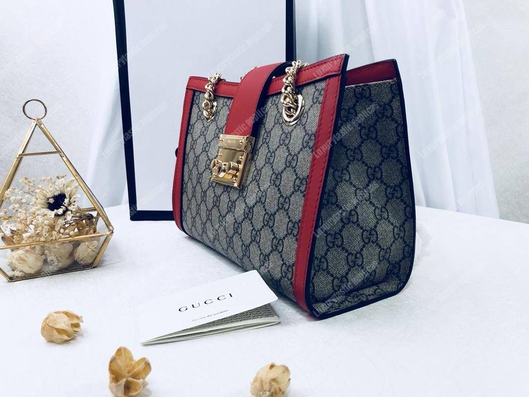 G*u*i padlock medium gg shoulder beige/ebony red