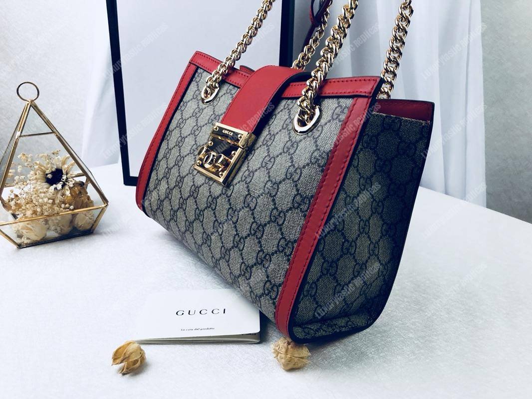 G*u*i padlock medium gg shoulder beige/ebony red