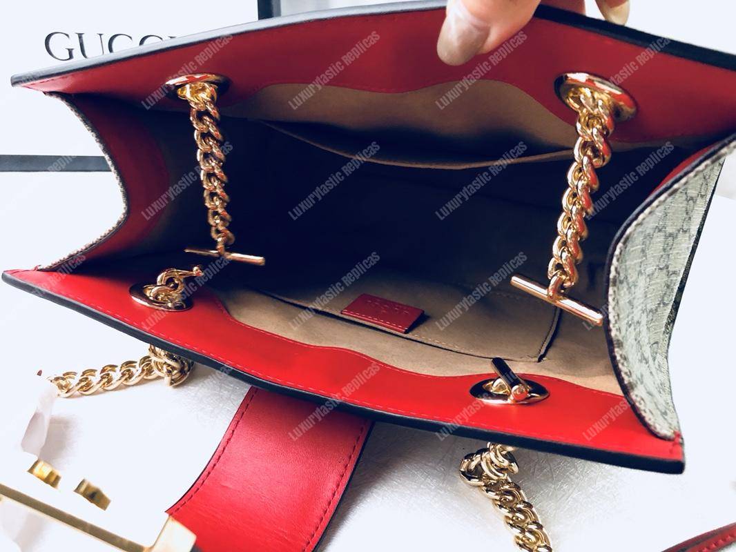 G*u*i padlock medium gg shoulder beige/ebony red