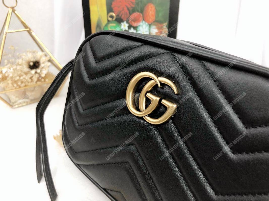 G*u*i gg marmont matelassé mini bag black