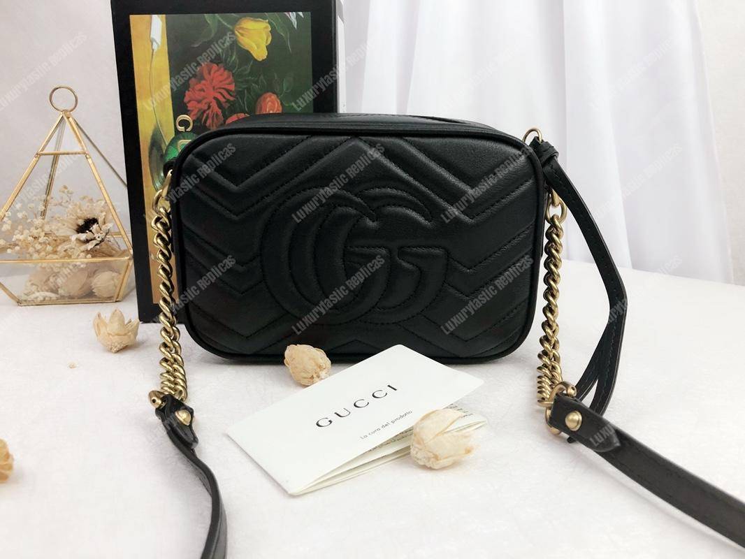 G*u*i gg marmont matelassé mini bag black