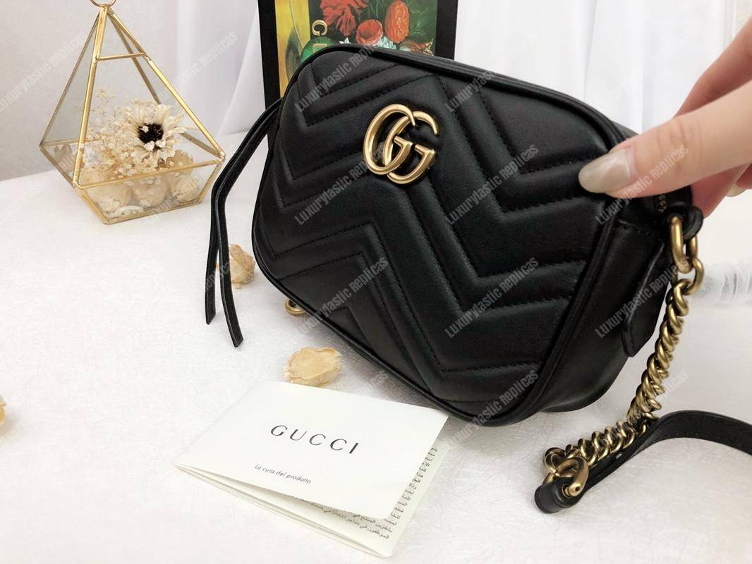 G*u*i gg marmont matelassé mini bag black