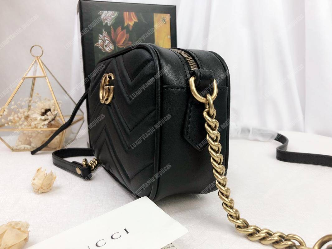 G*u*i gg marmont matelassé mini bag black