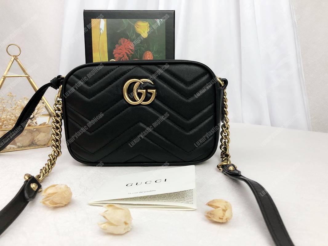 G*u*i gg marmont matelassé mini bag black