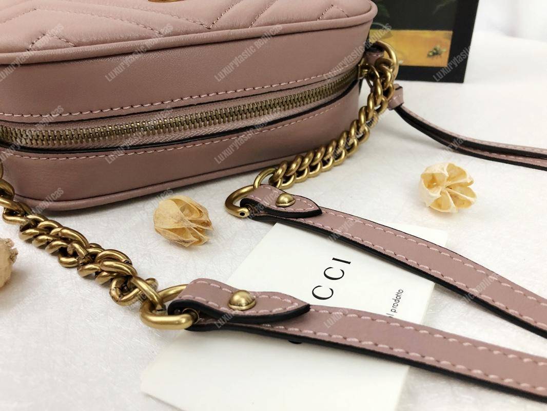 G*u*i gg marmont matelassé mini bag dusty pink