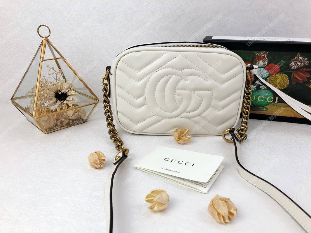 G*u*i gg marmont matelassé mini bag white