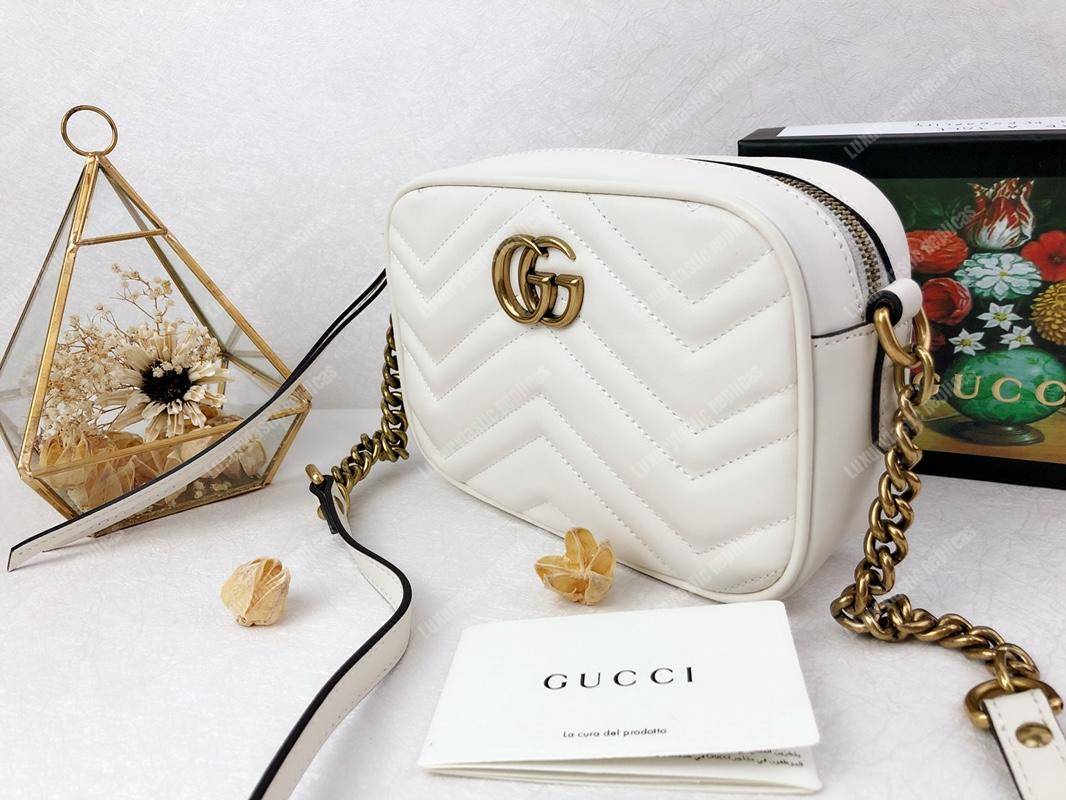 G*u*i gg marmont matelassé mini bag white