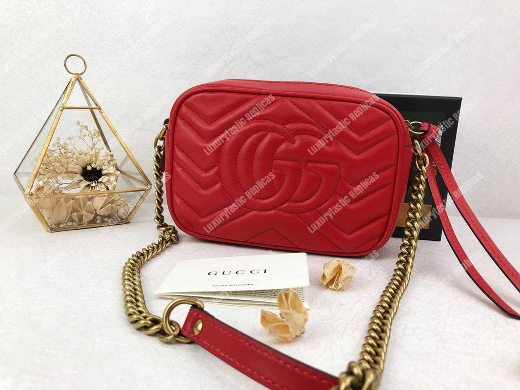 G*u*i gg marmont matelassé mini bag hibiscus red