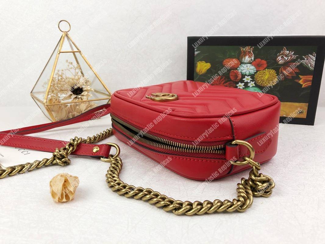 G*u*i gg marmont matelassé mini bag hibiscus red