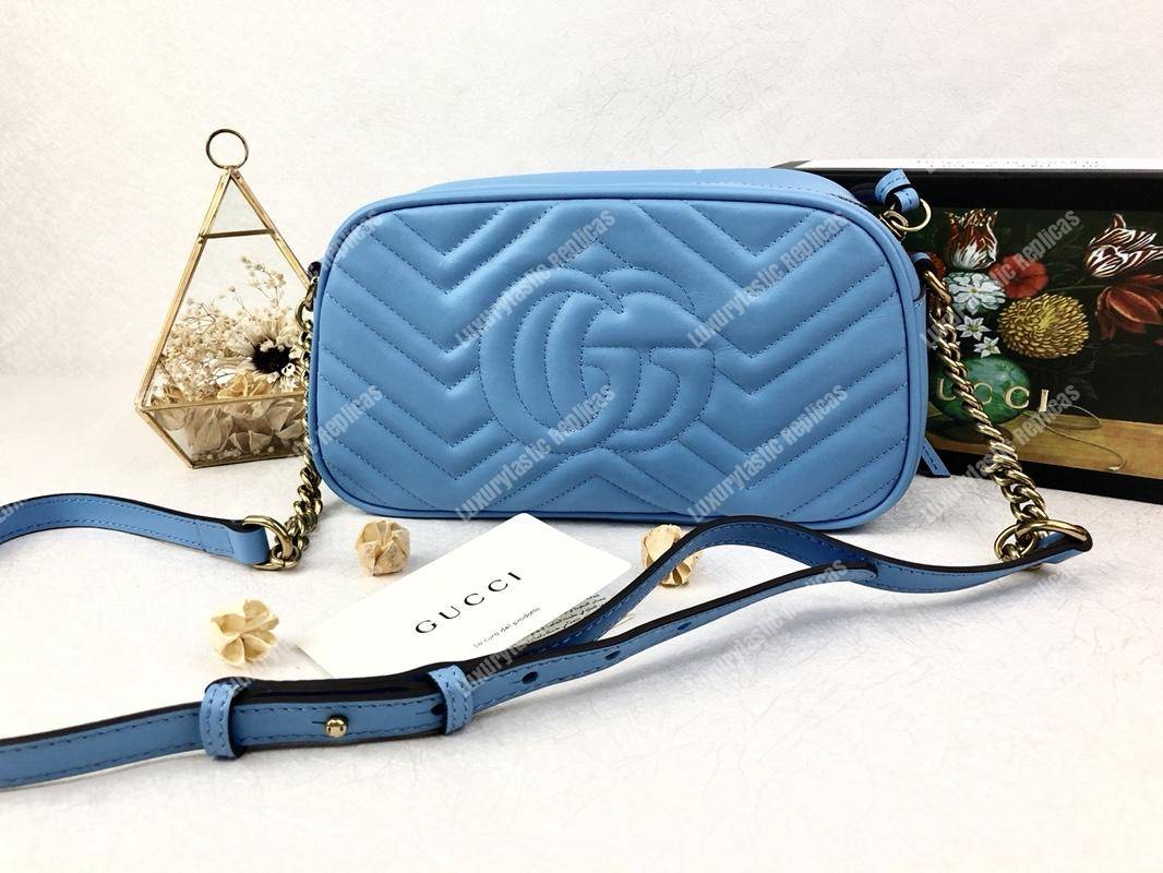 G*u*i gg marmont small matelassé shoulder bag light blue