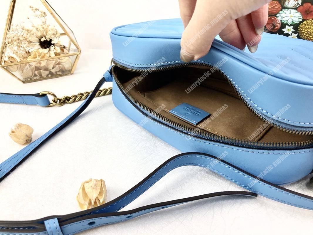 G*u*i gg marmont small matelassé shoulder bag light blue
