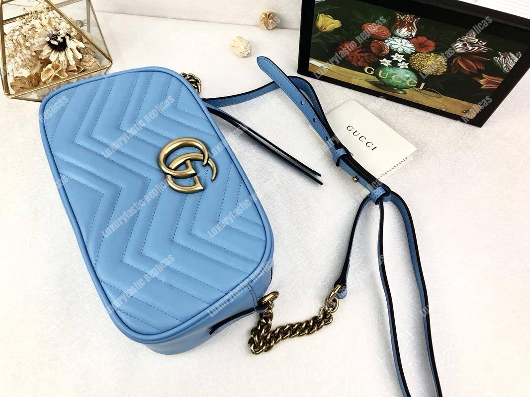 G*u*i gg marmont small matelassé shoulder bag light blue