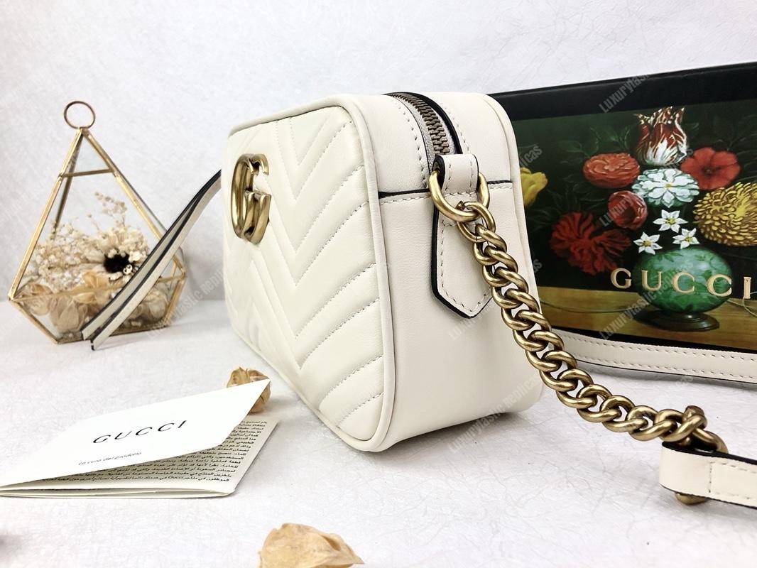 G*u*i gg marmont small matelassé shoulder bag white