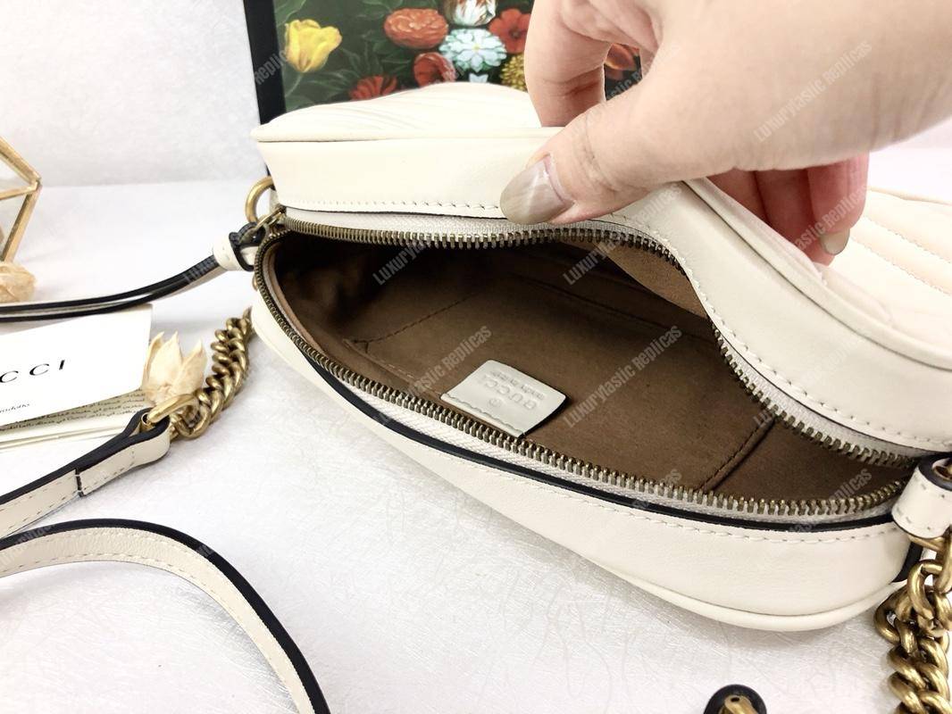 G*u*i gg marmont small matelassé shoulder bag white