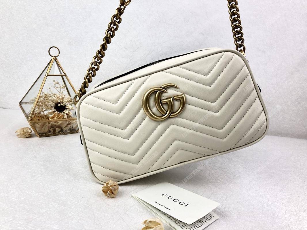 G*u*i gg marmont small matelassé shoulder bag white