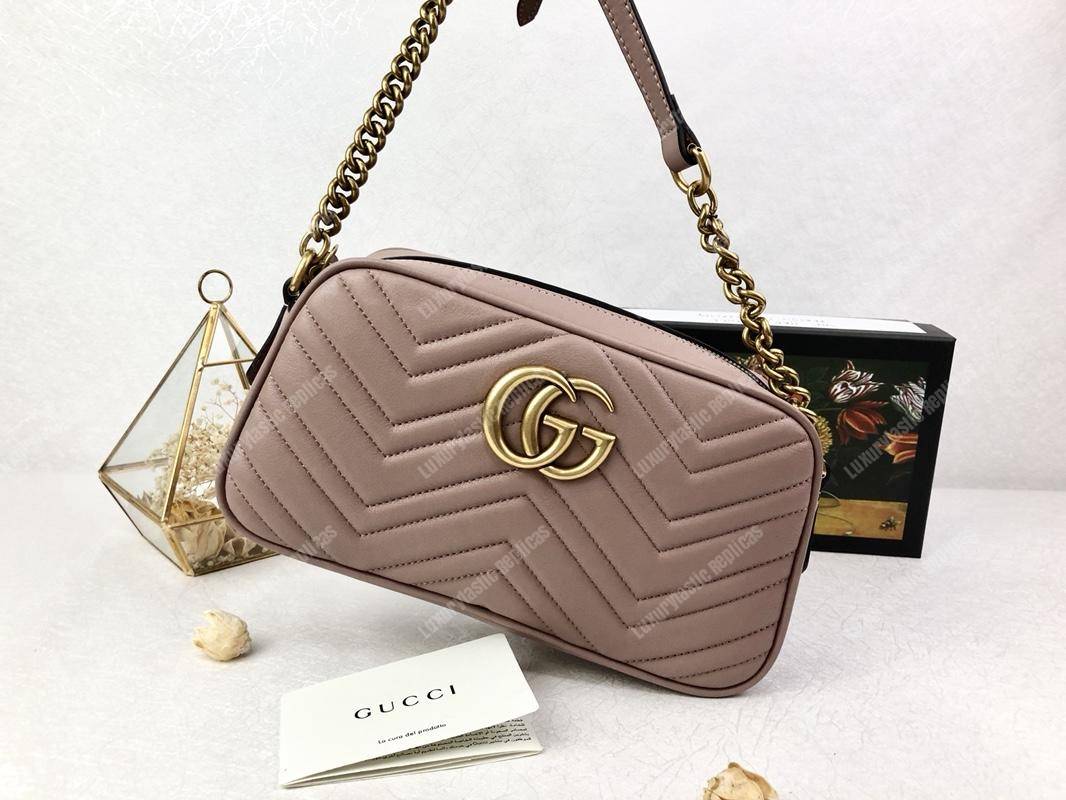 G*u*i gg marmont small matelassé shoulder bag dusty pink