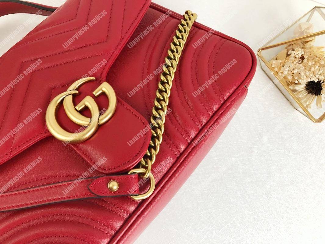 G*u*i gg marmont small top handle bag hibiscus red matelassé
