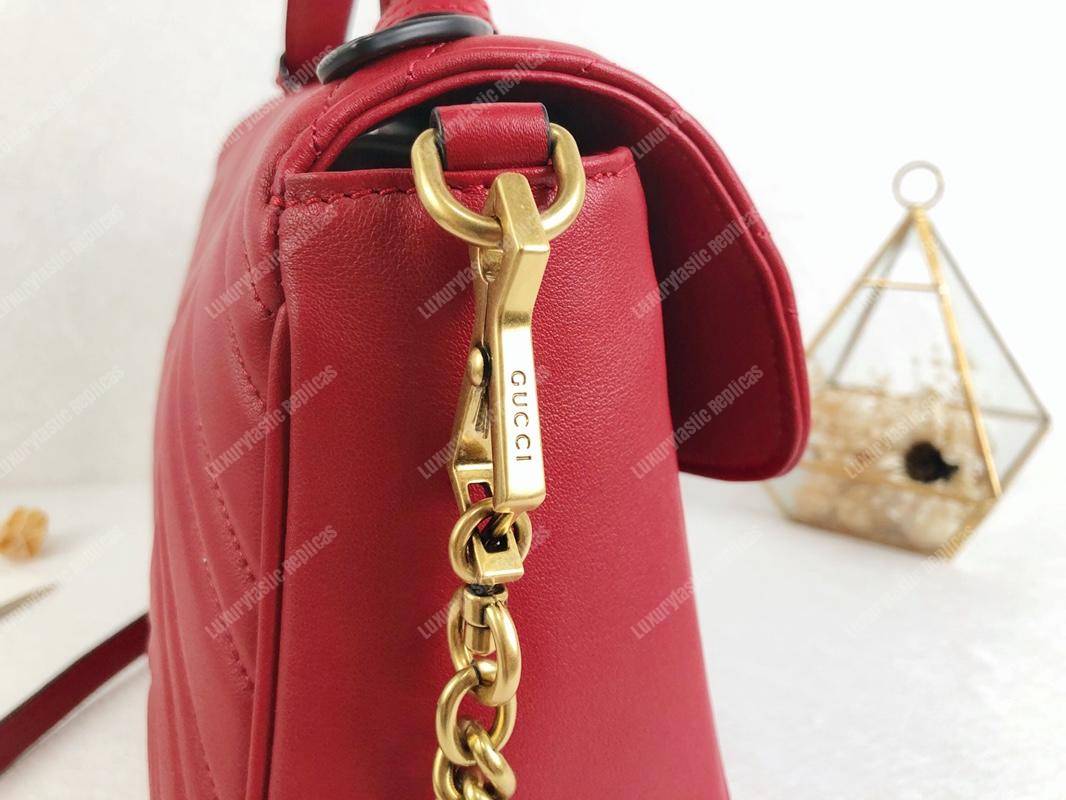 G*u*i gg marmont small top handle bag hibiscus red matelassé