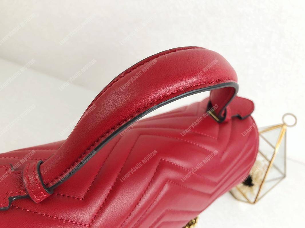 G*u*i gg marmont small top handle bag hibiscus red matelassé
