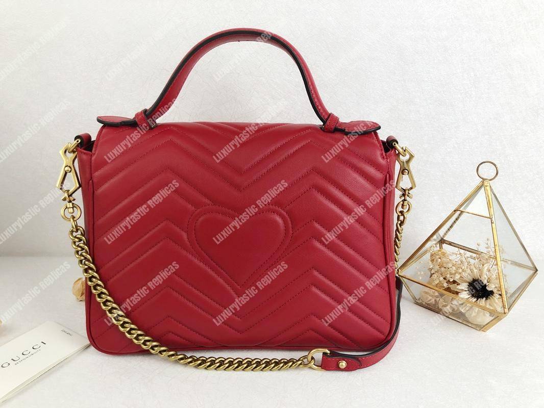 G*u*i gg marmont small top handle bag hibiscus red matelassé