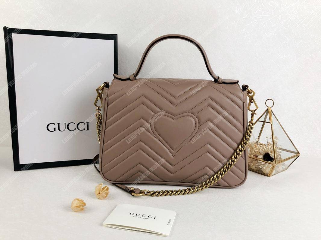 G*u*i gg marmont small top handle bag dusty pink matelasé