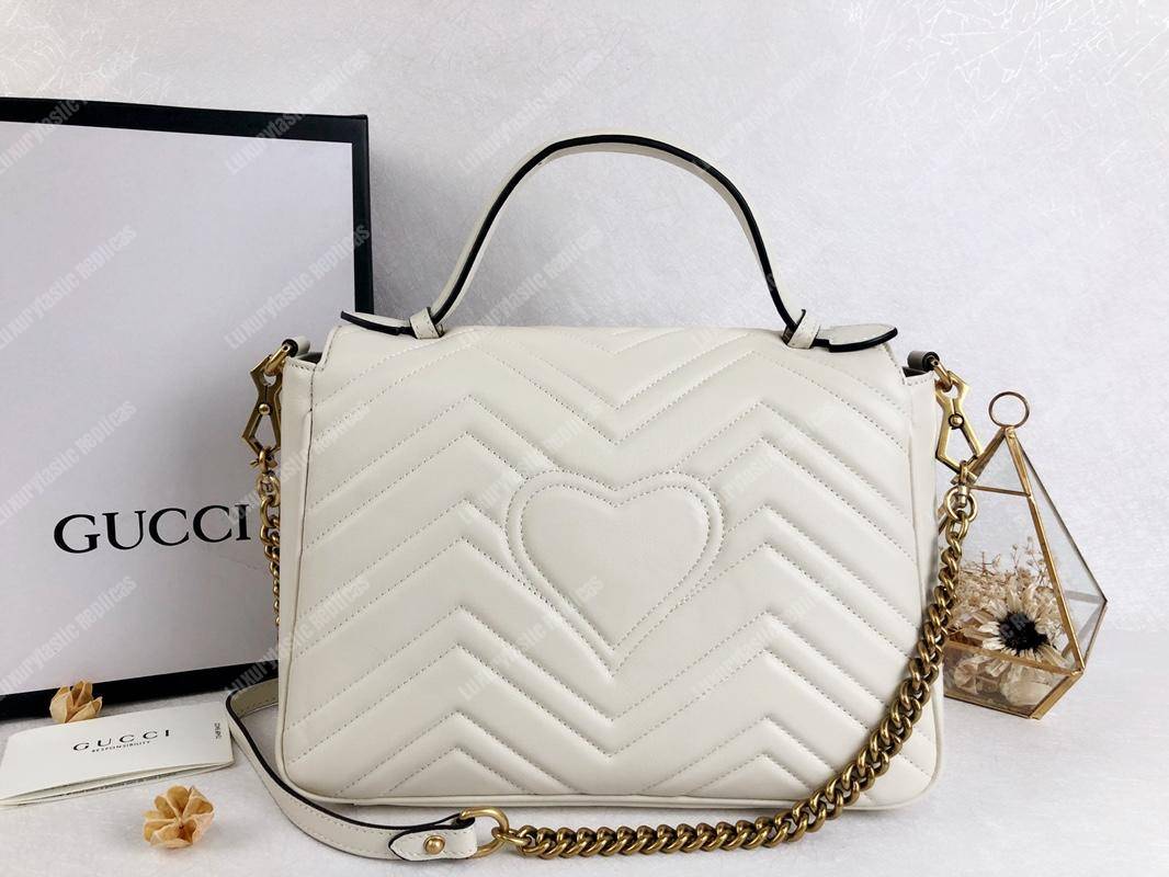 G*u*i gg marmont small top handle bag white
