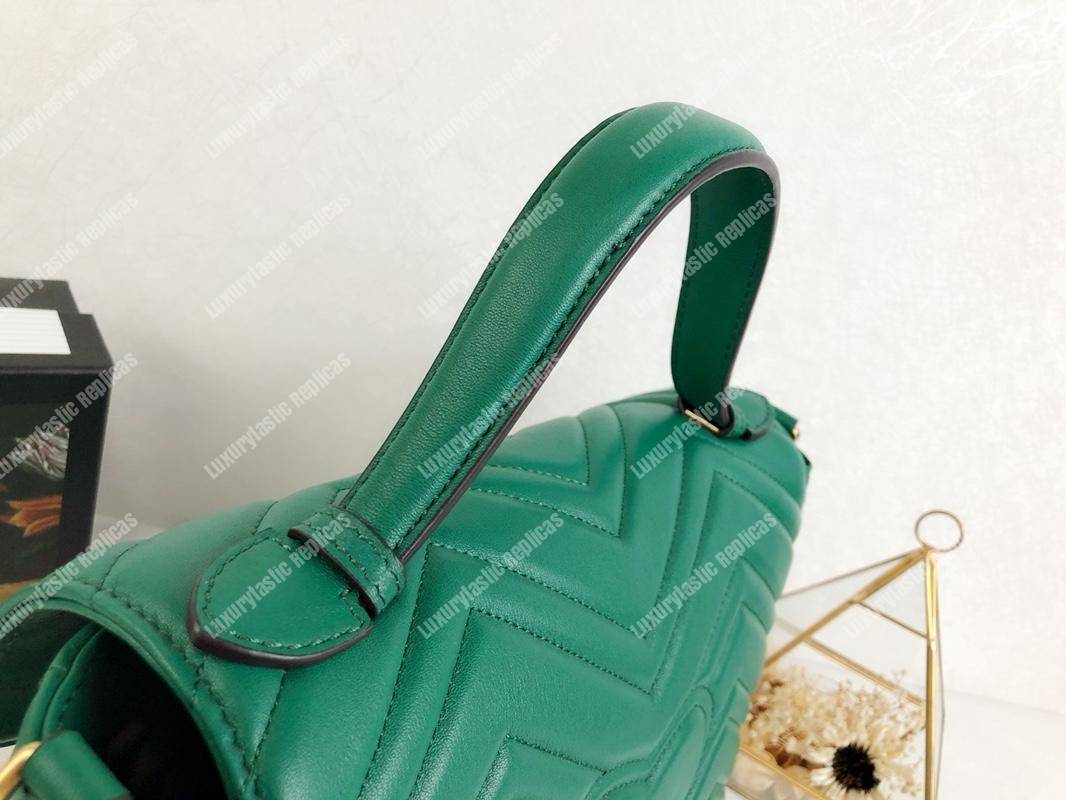 G*u*i gg marmont small top handle bag emerald matelassé