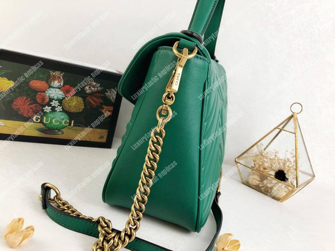 G*u*i gg marmont small top handle bag emerald matelassé