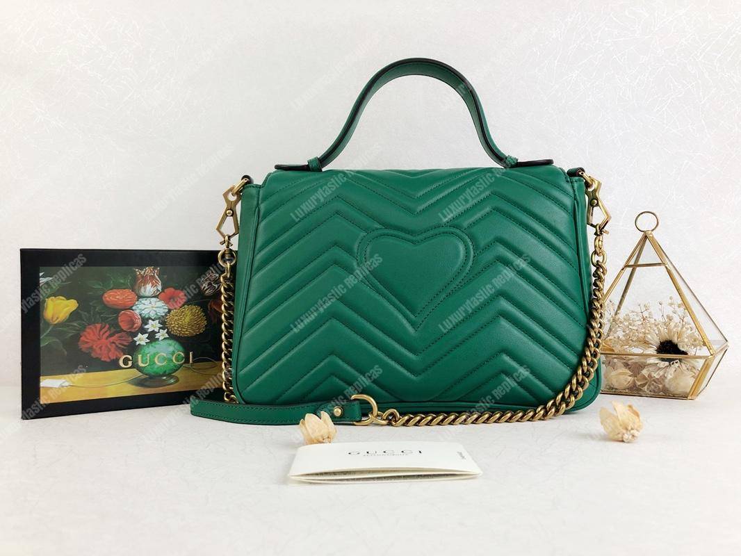 G*u*i gg marmont small top handle bag emerald matelassé