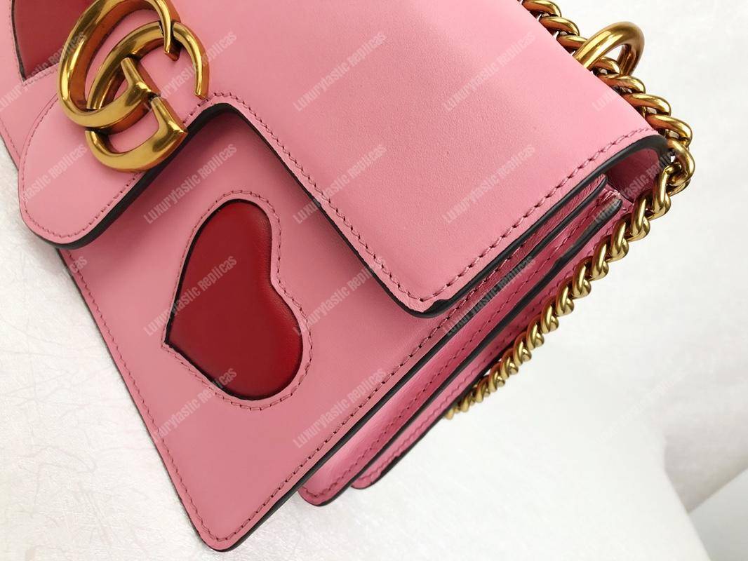 G*u*i gg marmont leather shoulder bag hearts pink