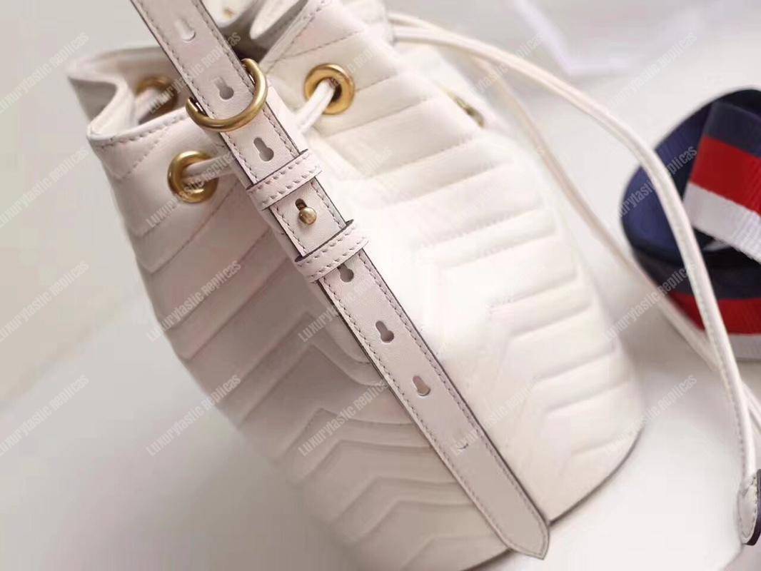 G*u*i gg marmont chevron leather bucket bag white