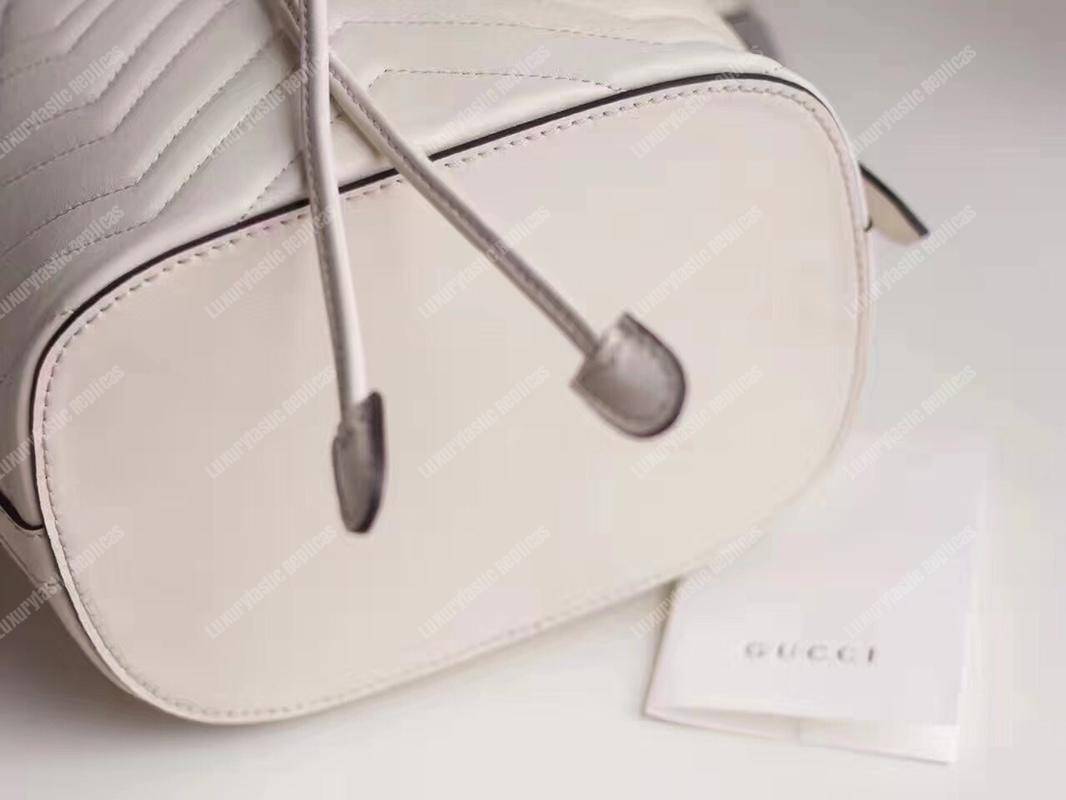 G*u*i gg marmont chevron leather bucket bag white