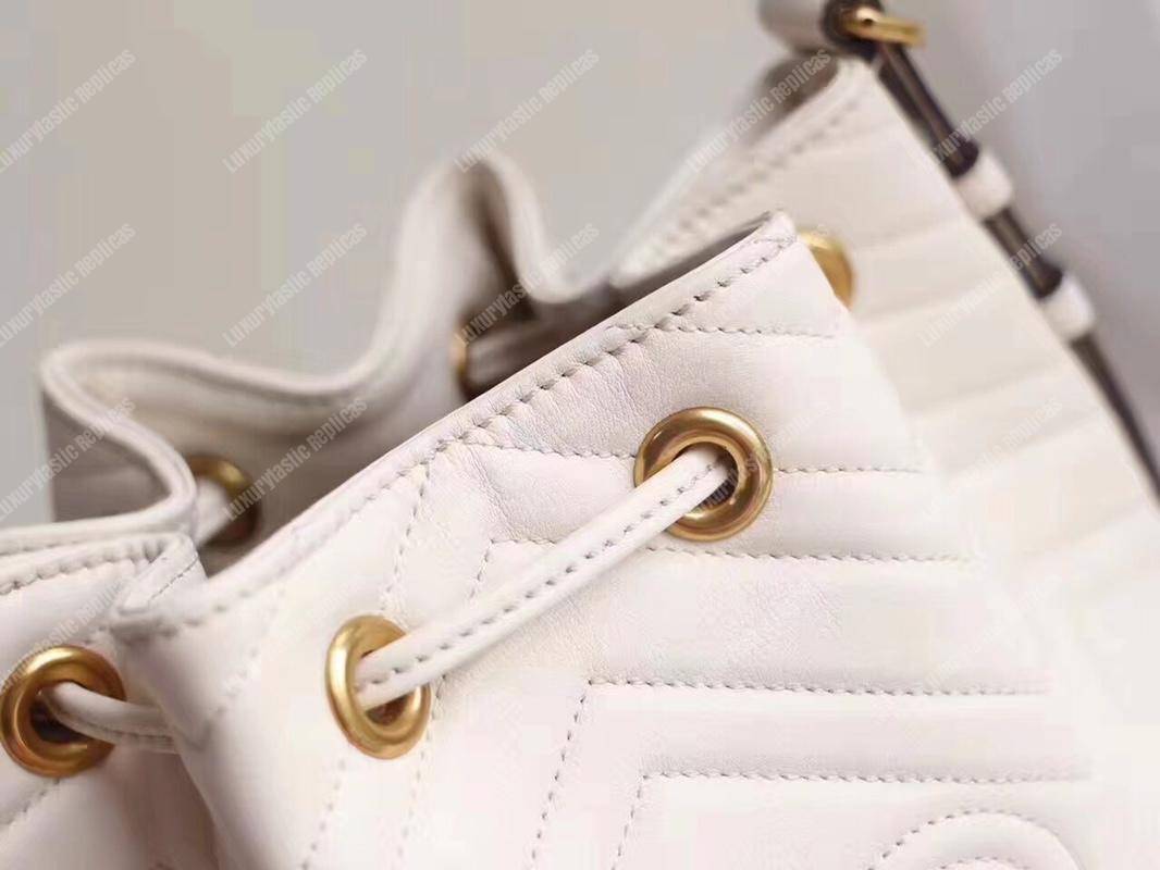 G*u*i gg marmont chevron leather bucket bag white