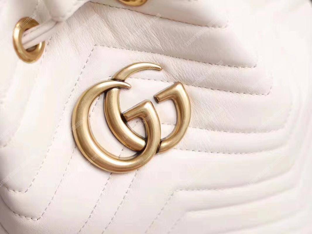 G*u*i gg marmont chevron leather bucket bag white