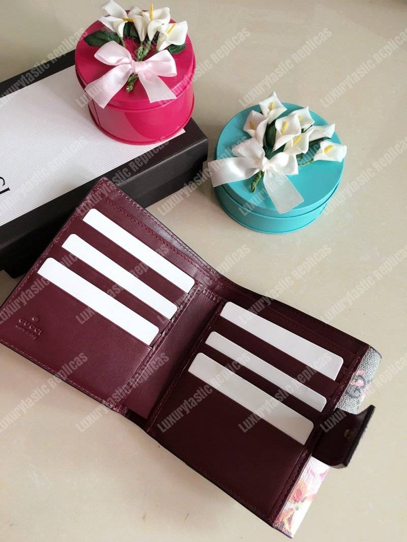 G*u*i gg blooms french flap wallet pink