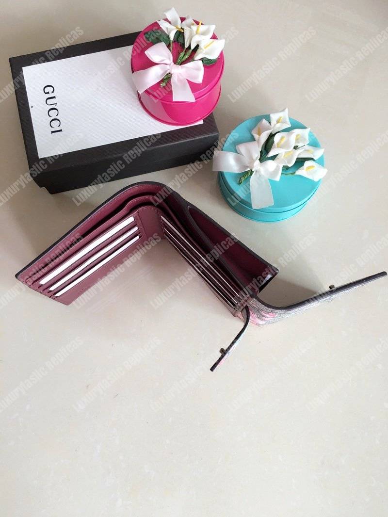 G*u*i gg blooms french flap wallet pink