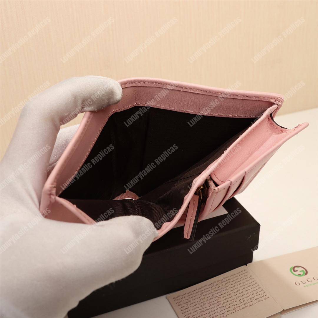 G*u*i gg purple G*u*ighost print matelassé card case wallet pink